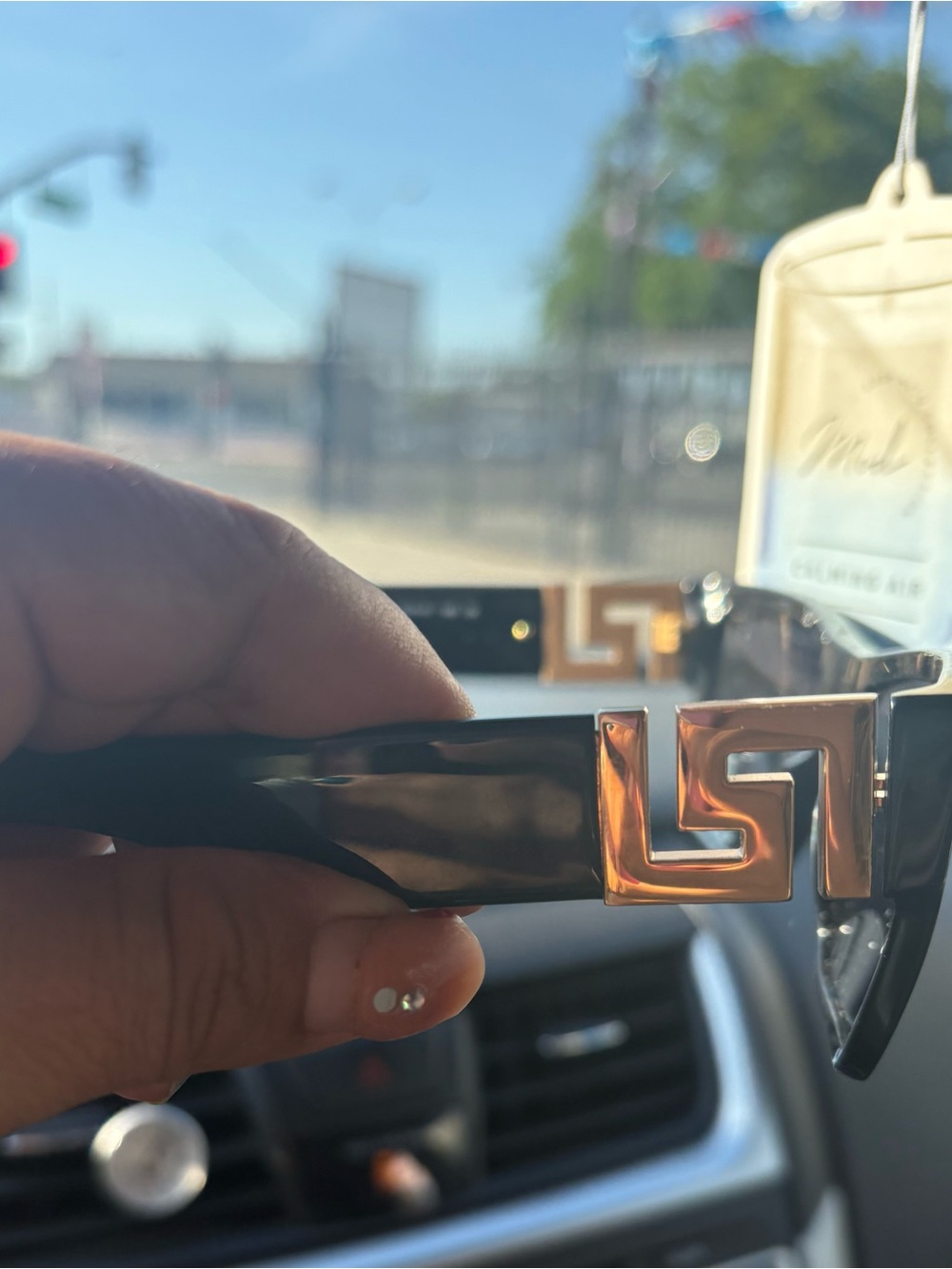 Versace Black Sunglasses with Gold Greek Key Detail
